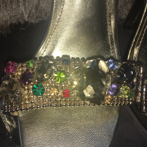 Gold JEWELED crystal sandals gold heels crystals - Picture 8 of 8